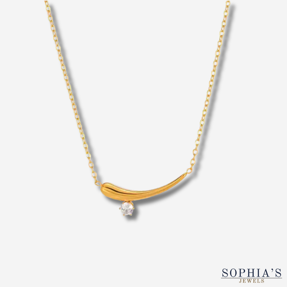 Gouden zirkonia kraagketting