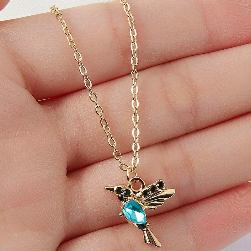 Kolibrie ketting van emaille en zirkonia
