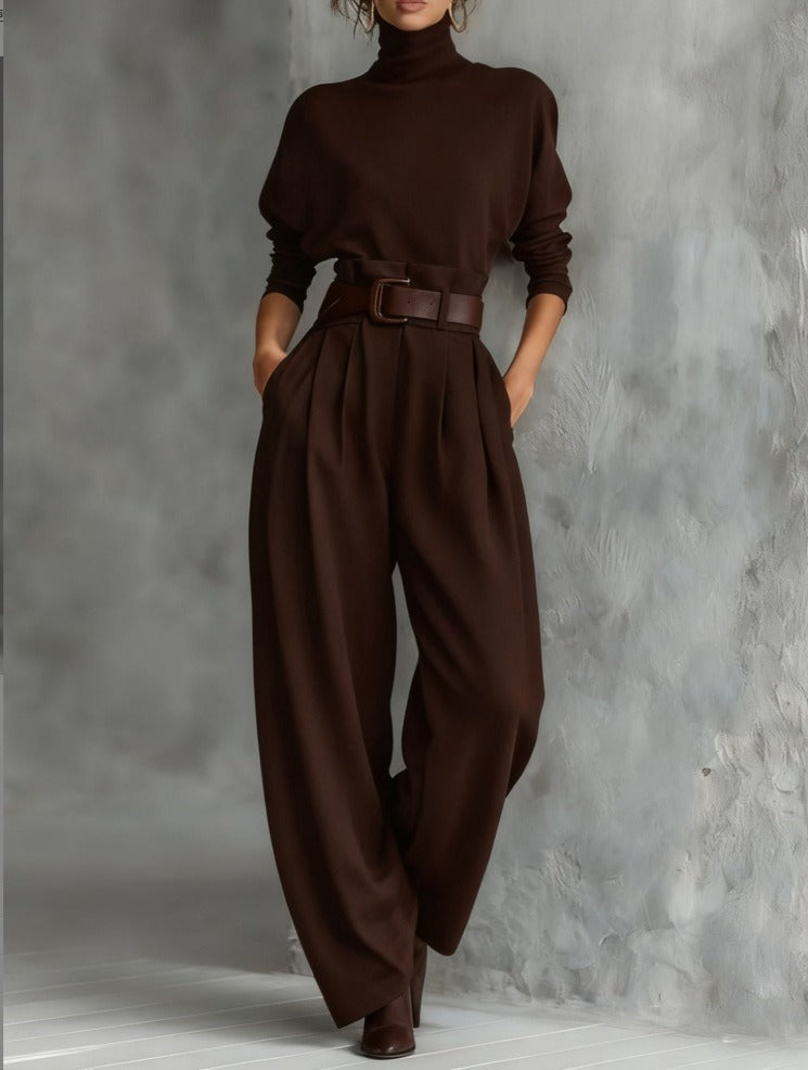 Zwarte Jumpsuit met Col en Riem