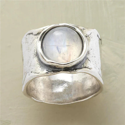 Maansteen Boho Ring | Witgoud