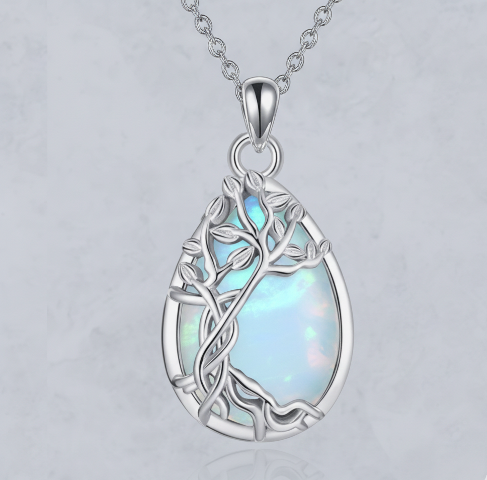 Maanverlichte gletsjer hanger ketting | Witgoud