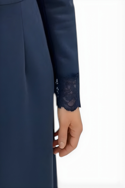 Donkerblauwe Lange Jurk met Knoopsluiting
