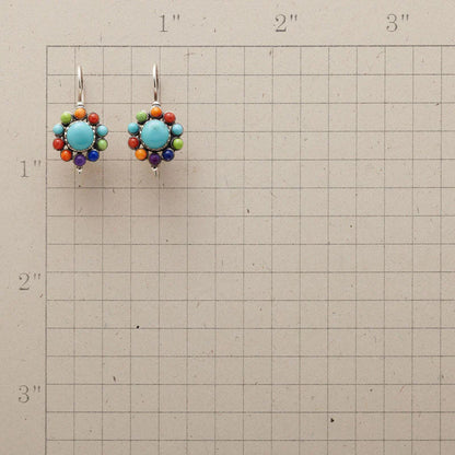 Meerkleurige turquoise ronde oorbellen