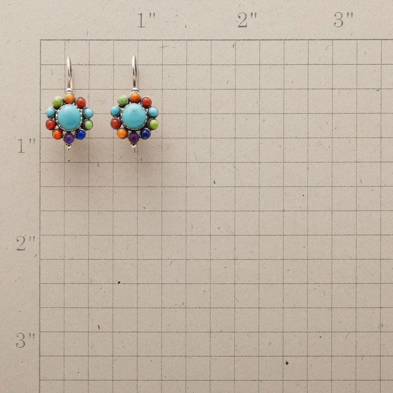 Meerkleurige turquoise ronde oorbellen