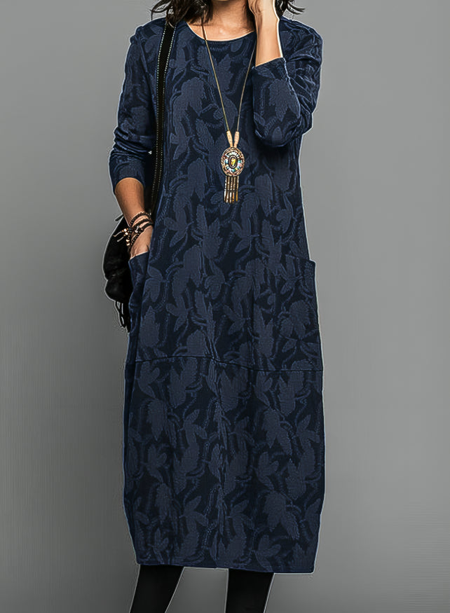 Zwarte Midi Jurk met Print