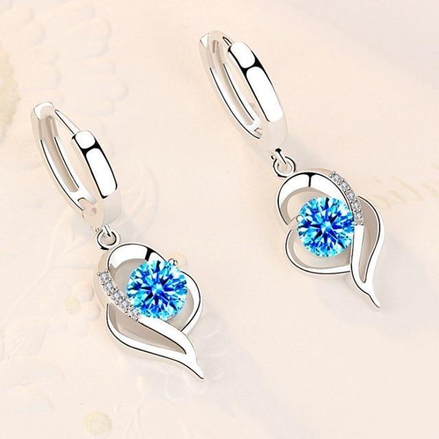 Oorbellen met bloemmotief, ingelegd met 925 sterling zilver en zirkonia