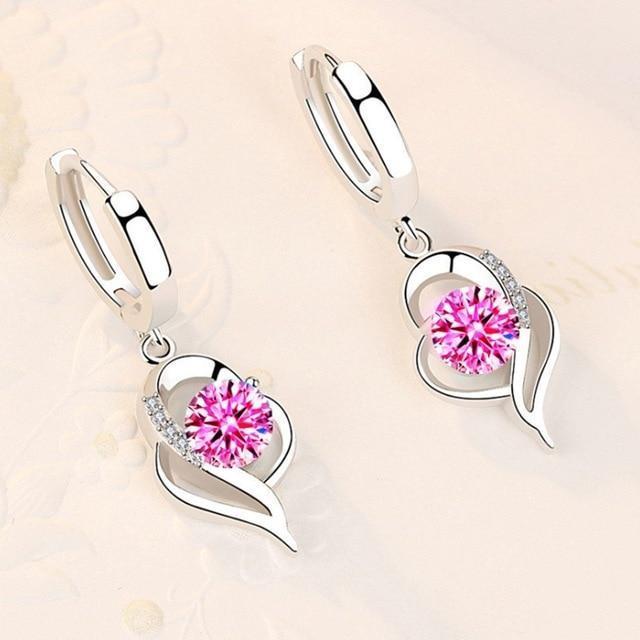 Oorbellen met bloemmotief, ingelegd met 925 sterling zilver en zirkonia