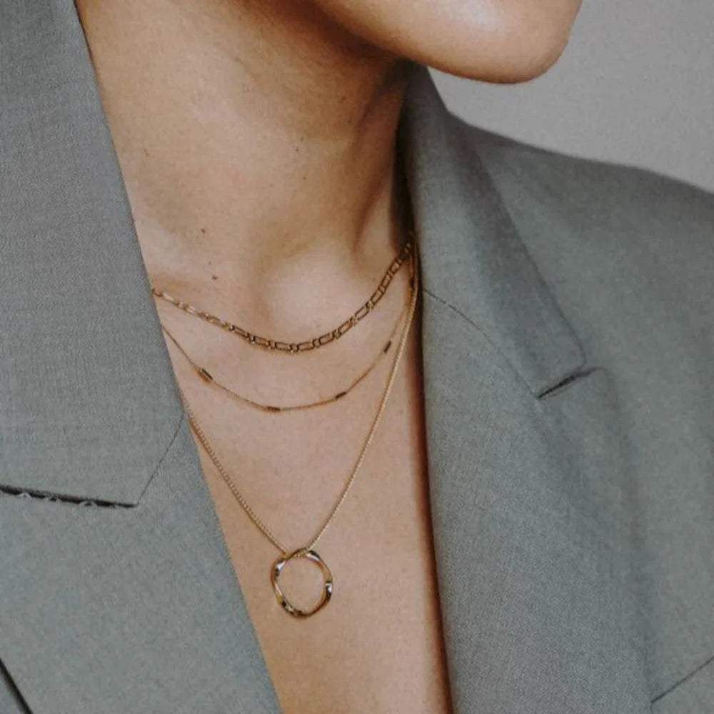 Open cirkel ketting met drie rijen