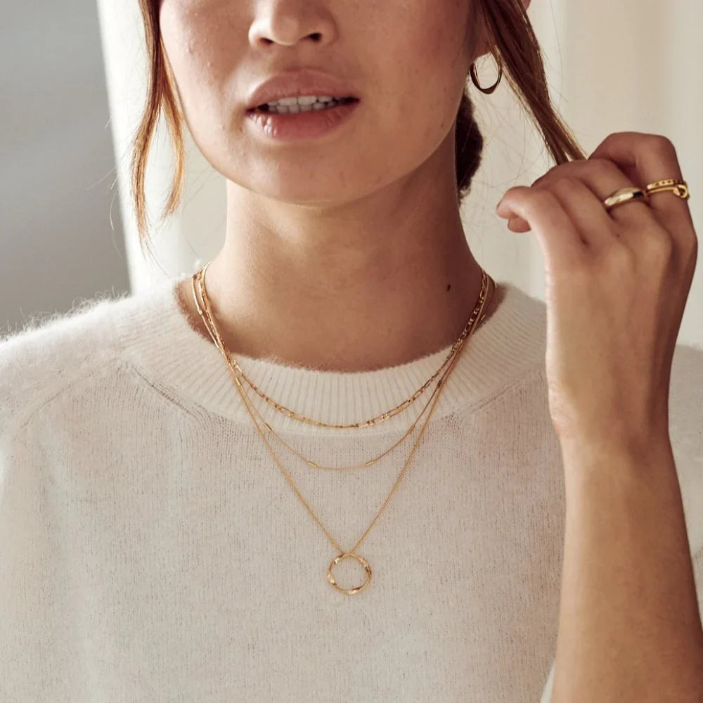 Open cirkel ketting met drie rijen