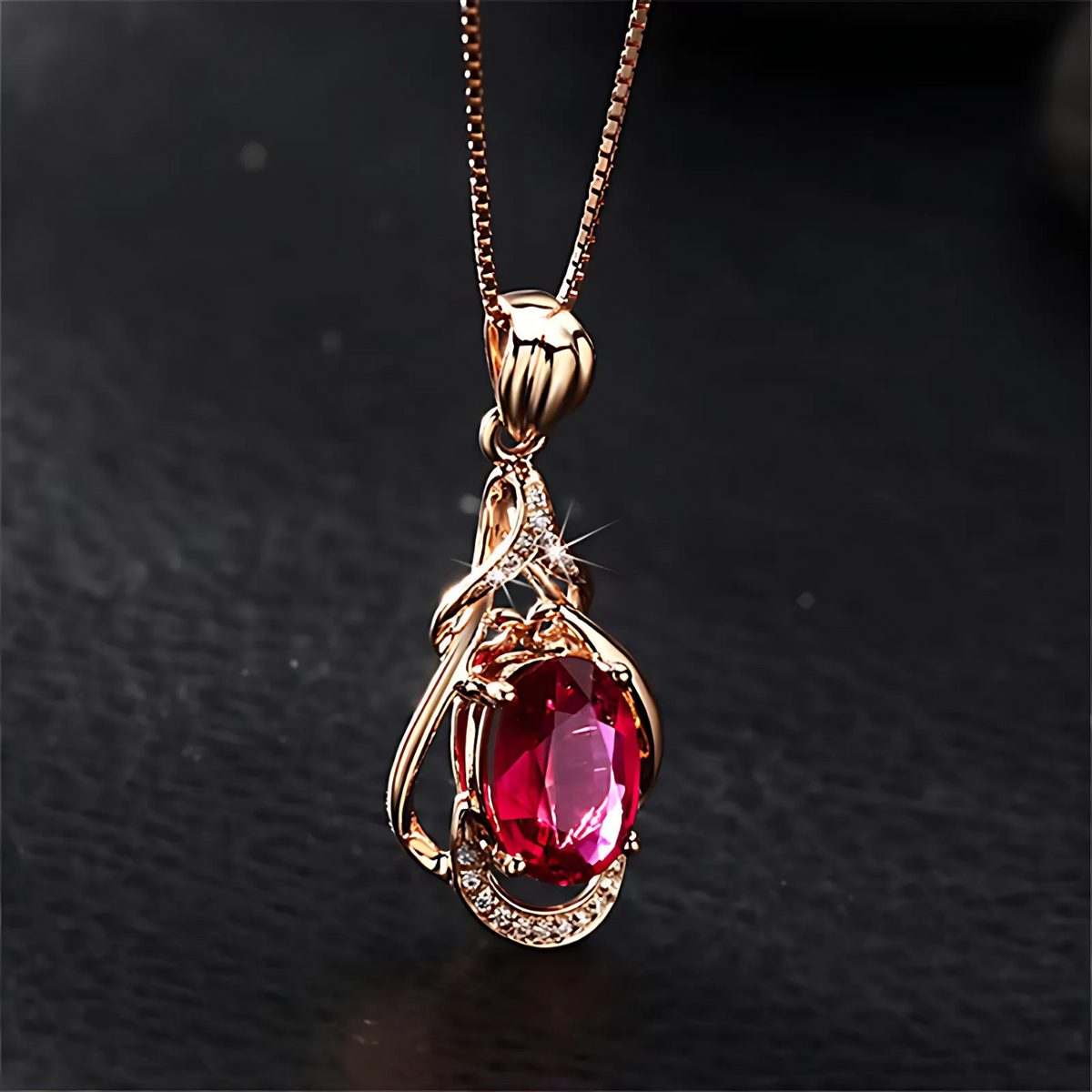 Prachtige rode kristallen gouden ketting