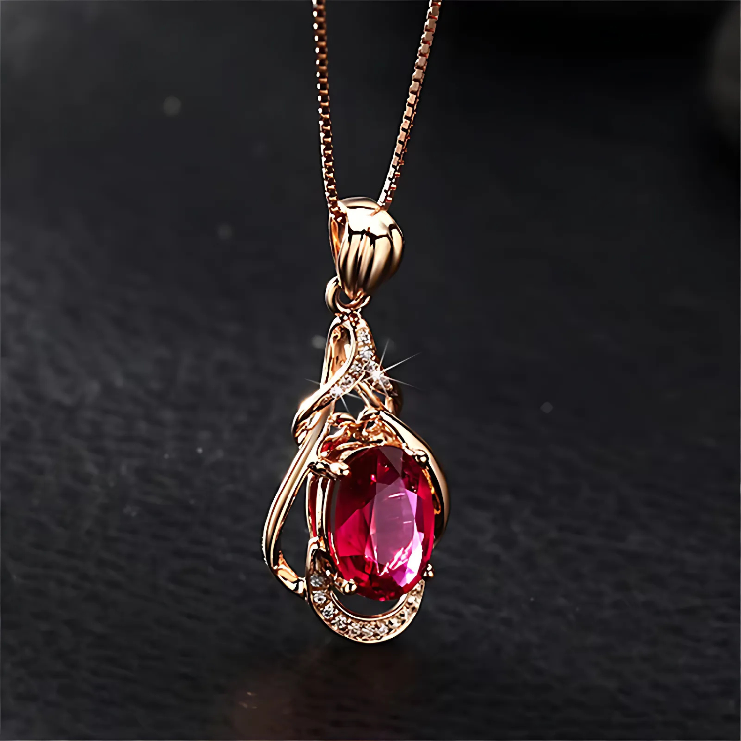 Prachtige rode kristallen gouden ketting