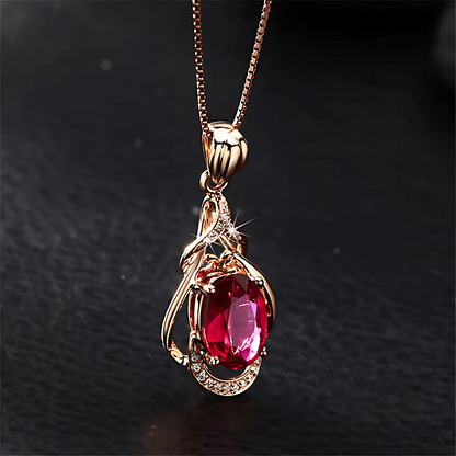 Prachtige rode kristallen gouden ketting