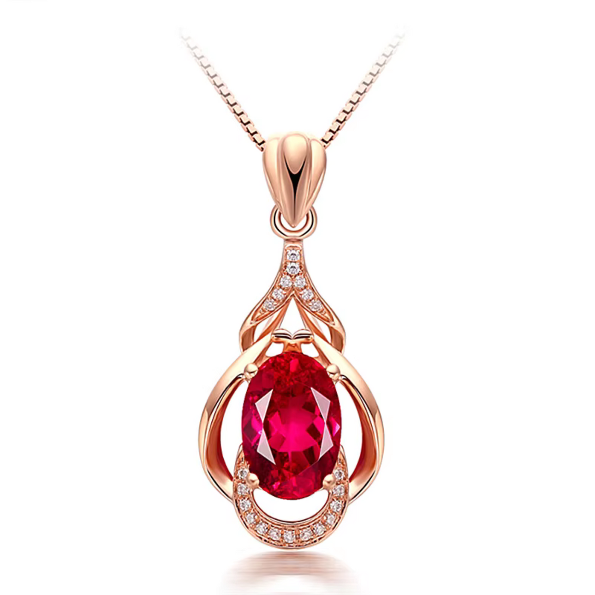 Prachtige rode kristallen gouden ketting