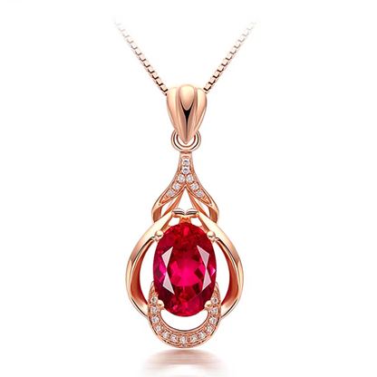 Prachtige rode kristallen gouden ketting