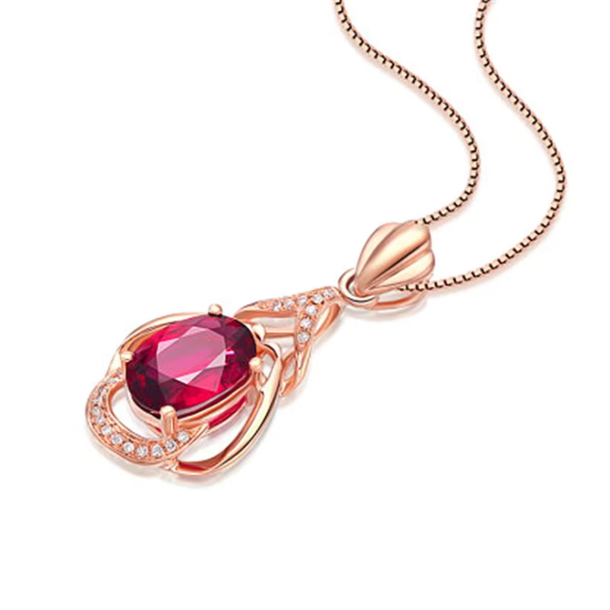 Prachtige rode kristallen gouden ketting