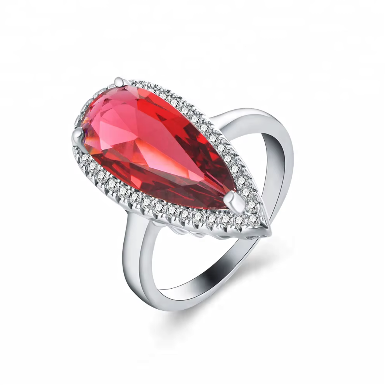 Rode strass sieradenset met zirkonia steentjes