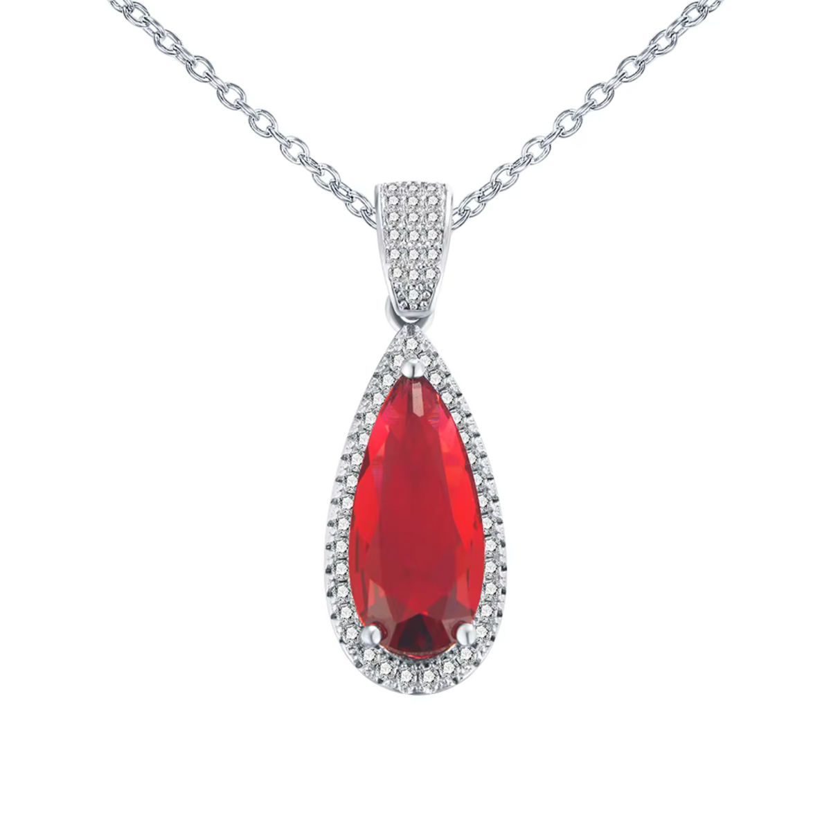 Rode strass sieradenset met zirkonia steentjes