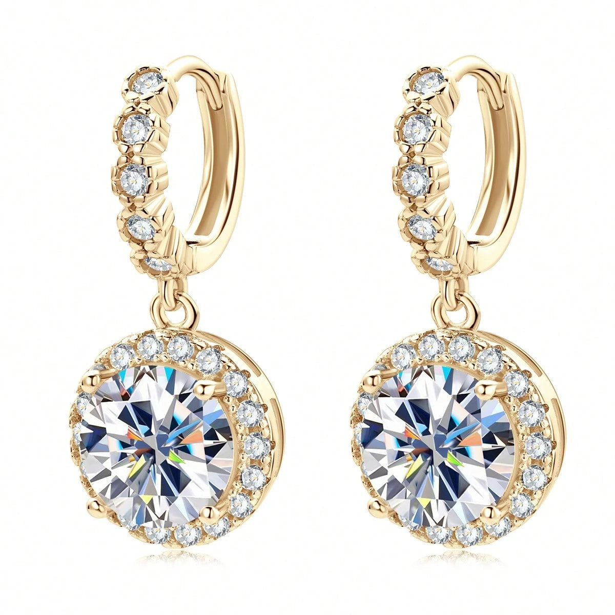 Ronde oorbellen met moissanite steentjes