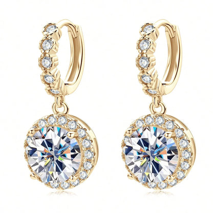 Ronde oorbellen met moissanite steentjes
