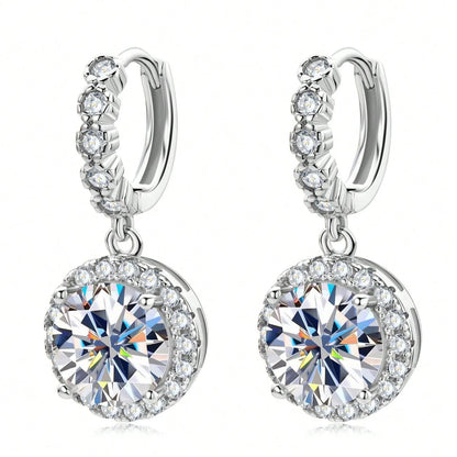 Ronde oorbellen met moissanite steentjes