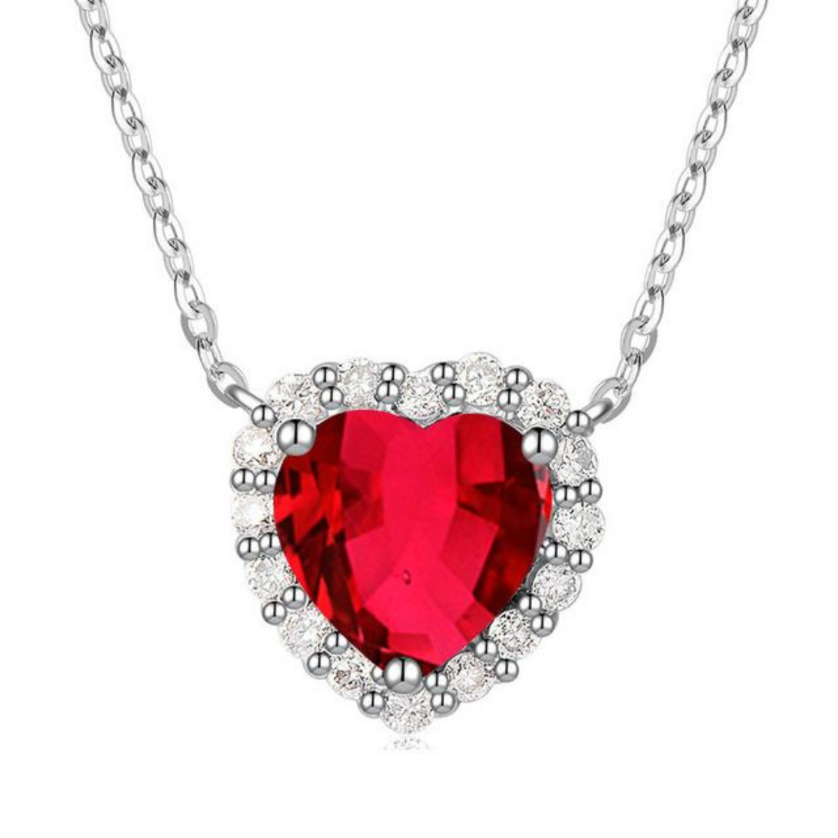 Roségouden robijn hartvormige hanger ketting