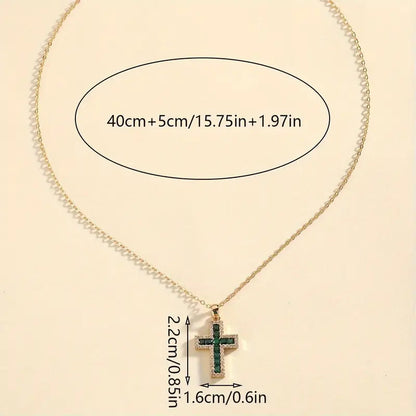 Solene smaragdgroene kruishanger gouden ketting
