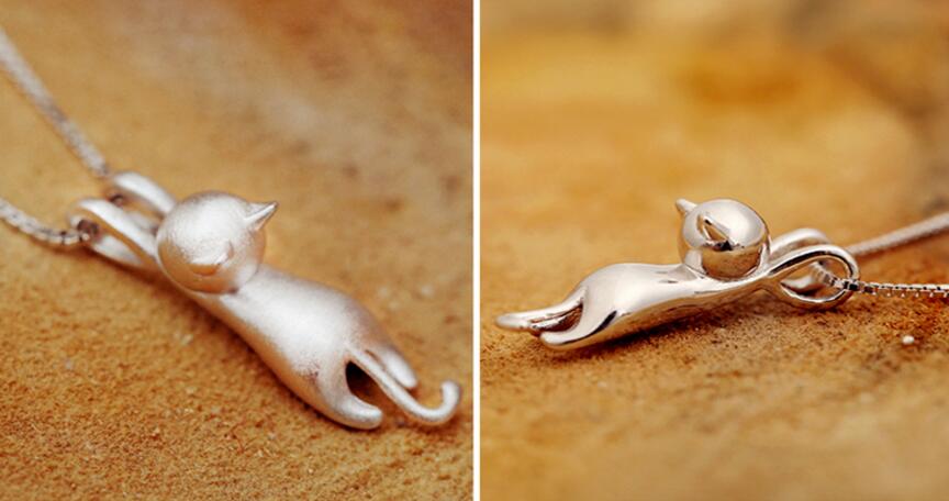 Speelse kattenketting van 925 sterling zilver