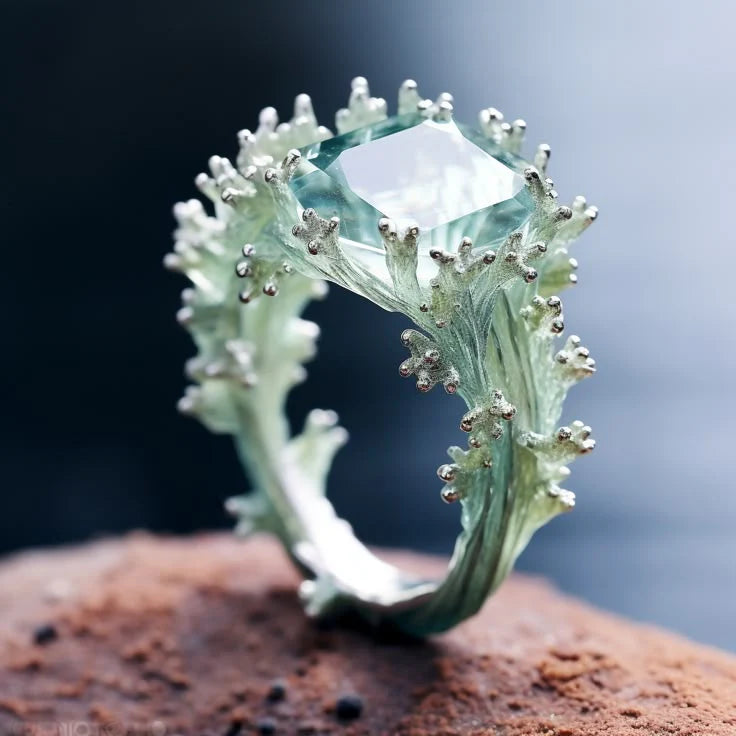 Turquoise bloemenring