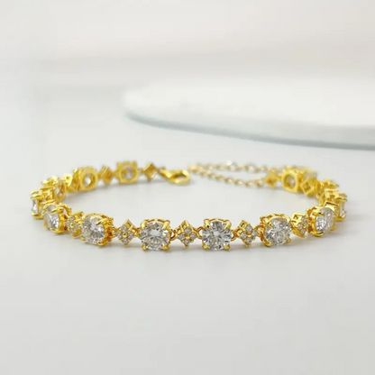 Verguld tennisarmbandje met moissanite