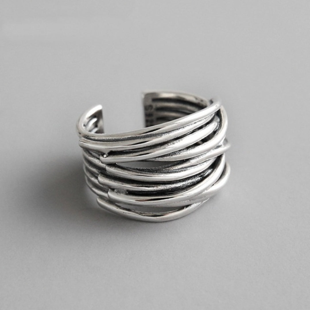Verstelbare gelaagde ring van 925 sterling zilver