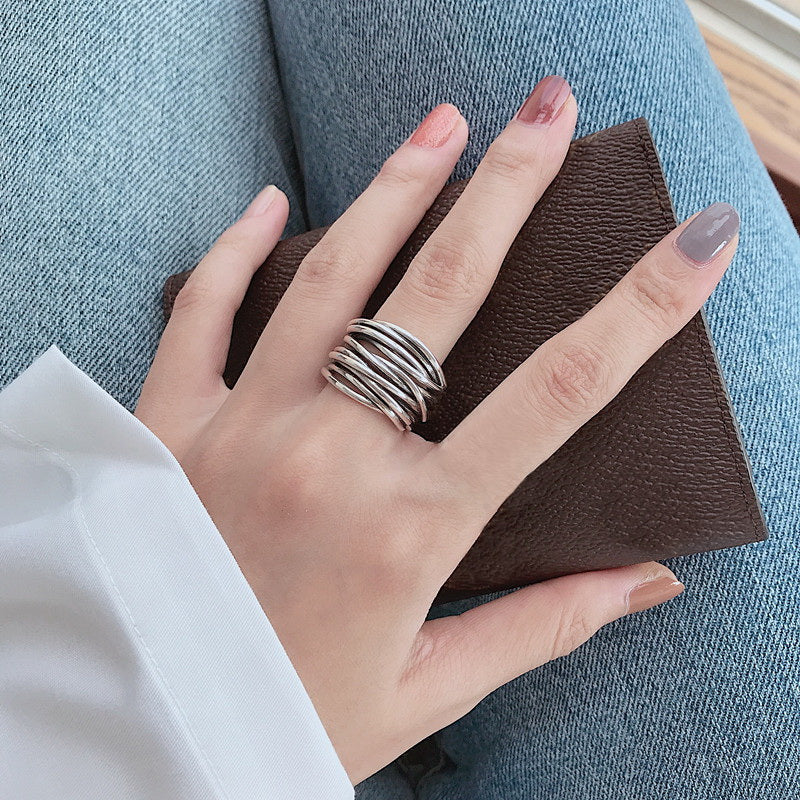Verstelbare gelaagde ring van 925 sterling zilver