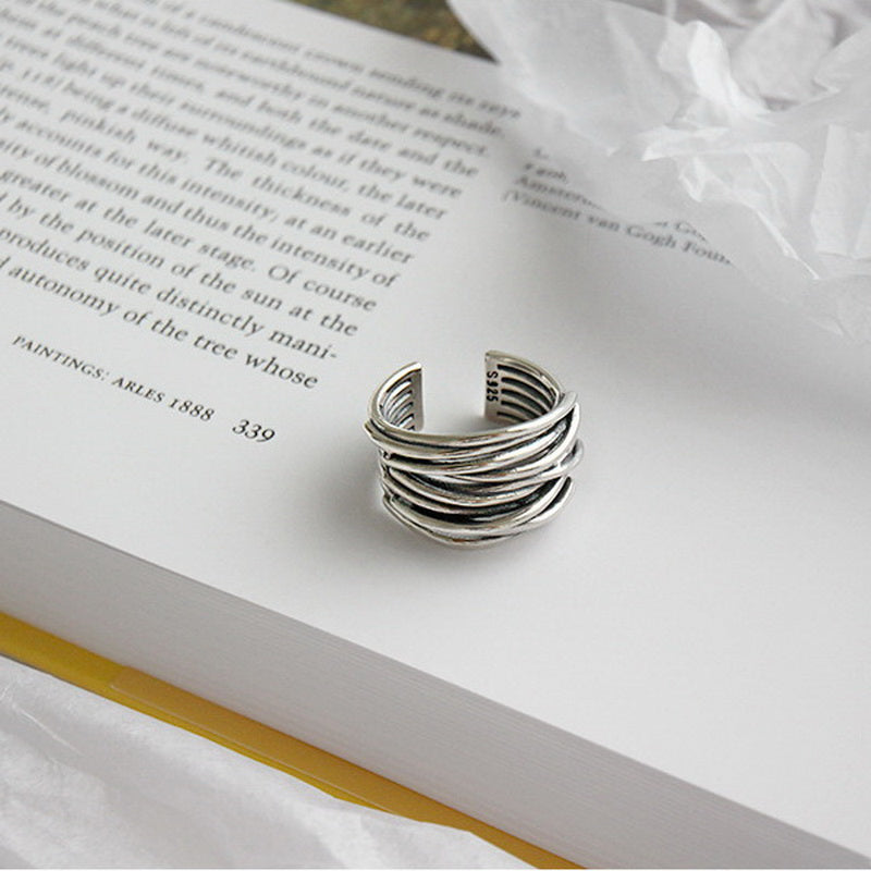 Verstelbare gelaagde ring van 925 sterling zilver