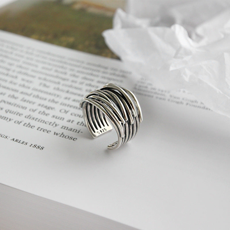 Verstelbare gelaagde ring van 925 sterling zilver
