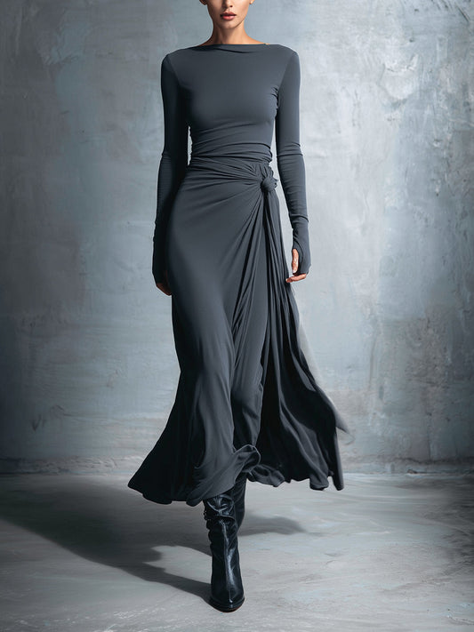 Maxi Jurk met Drapedetail