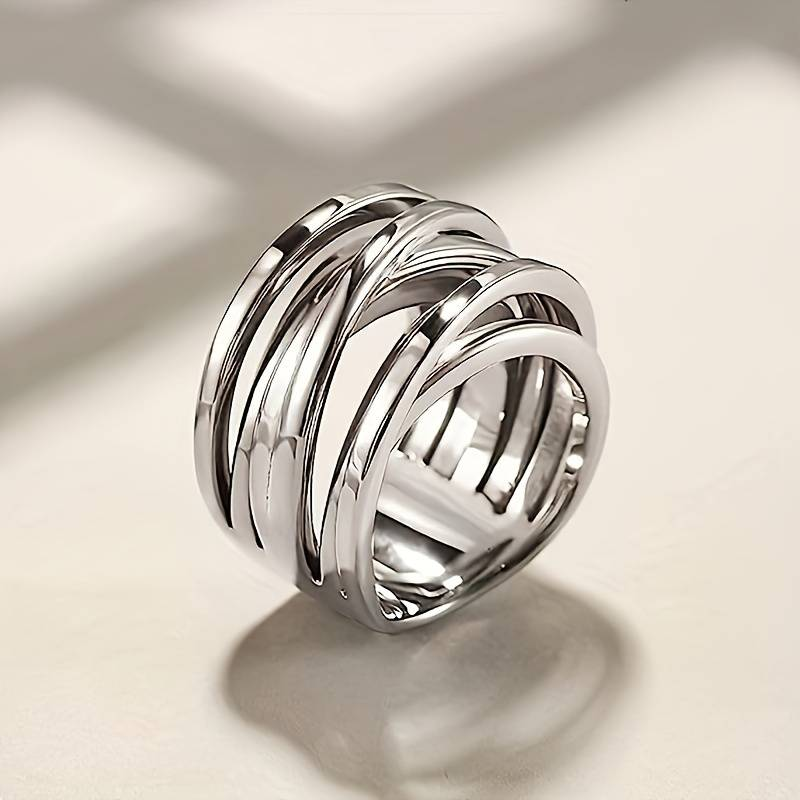 Vintage gelaagde zilveren ring