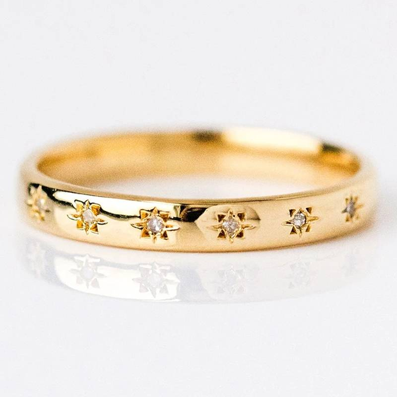 Vintage gouden ring met zirkonia