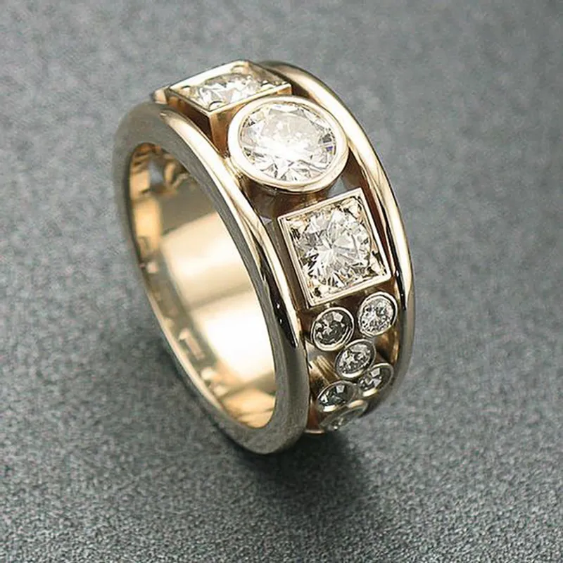 Vintage gouden ring met zirkonia
