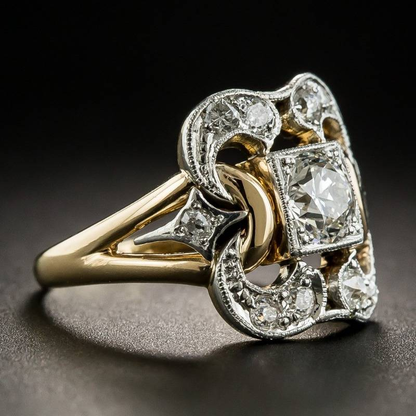 Vintage gouden ring met zirkonia