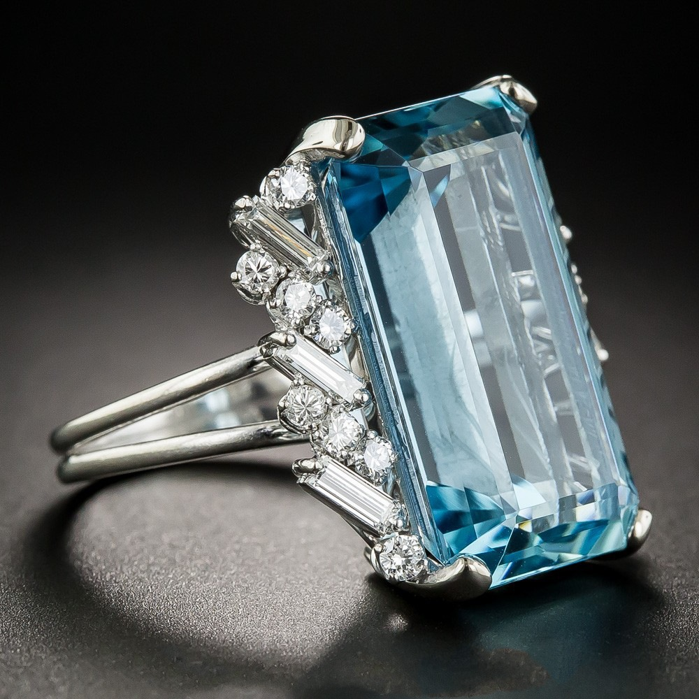 Vintage kristalblauwe ring