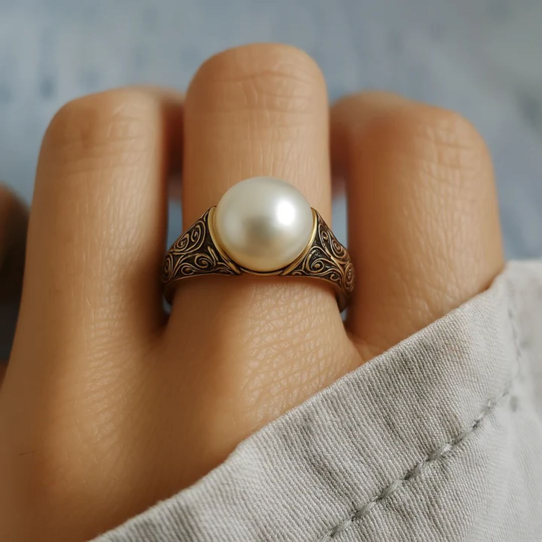 Vintage parel gouden ring