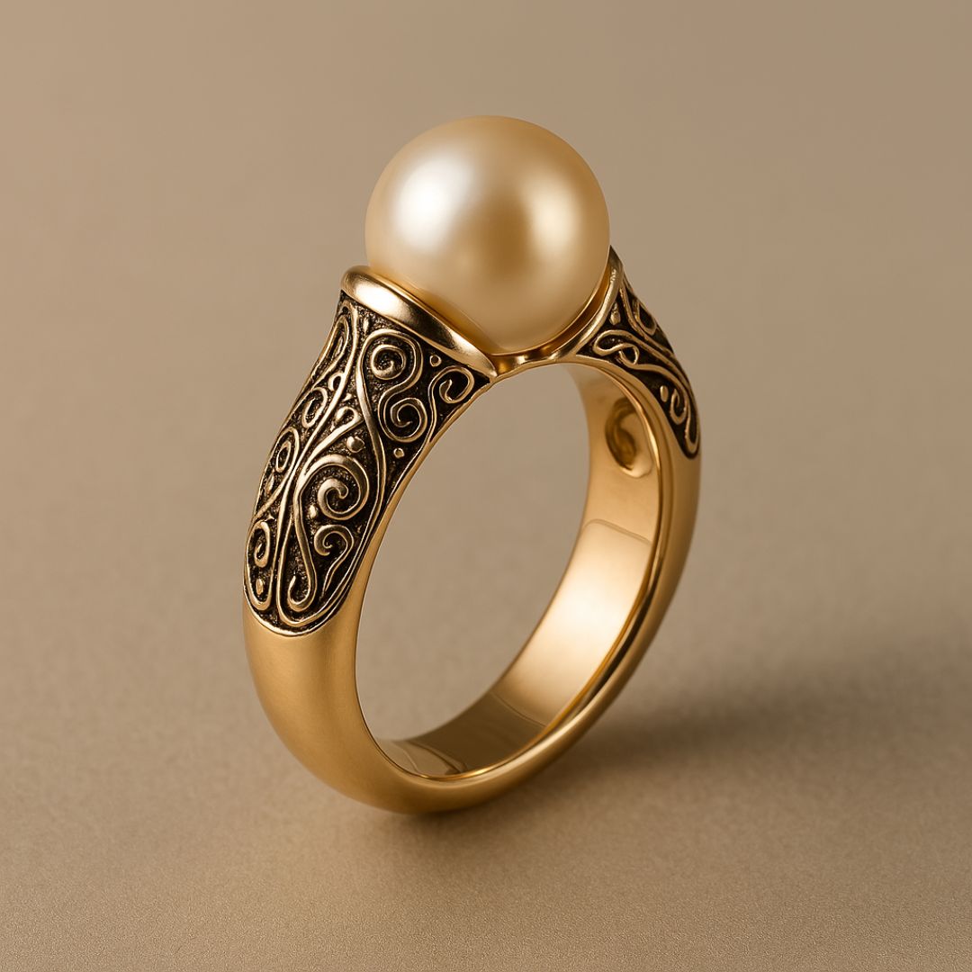 Vintage parel gouden ring