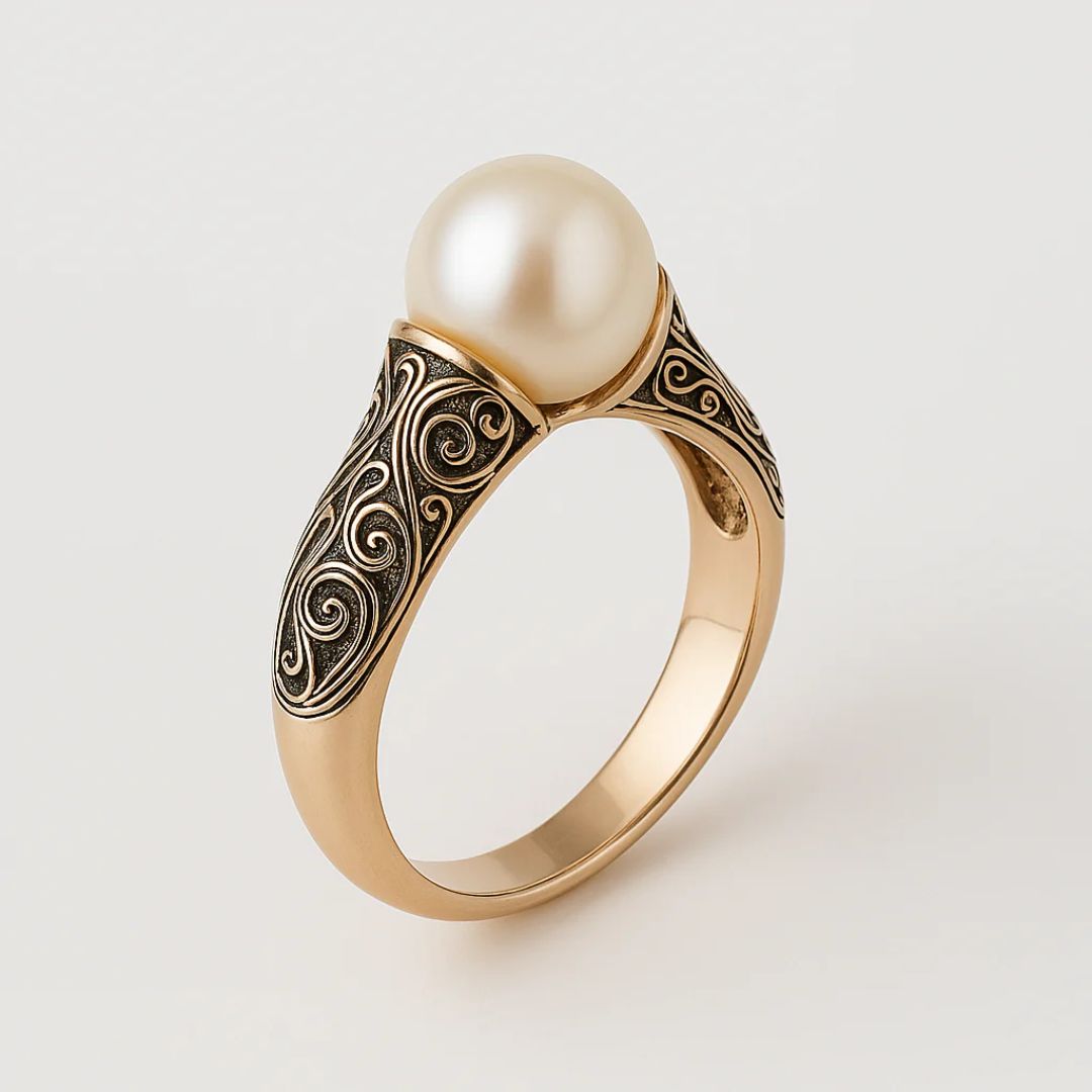 Vintage parel gouden ring