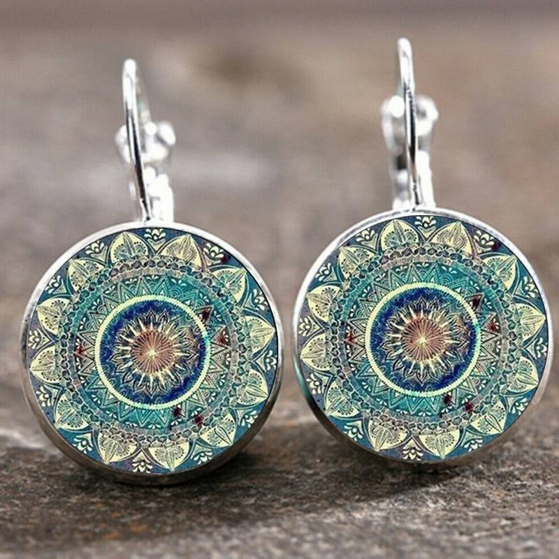 Vintage ronde mandala oorbellen