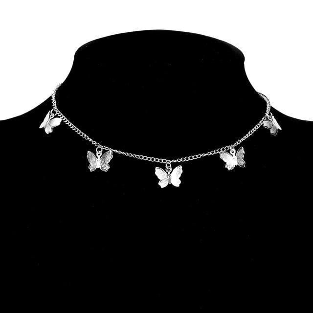 Zilveren en vergulde vlinderketting