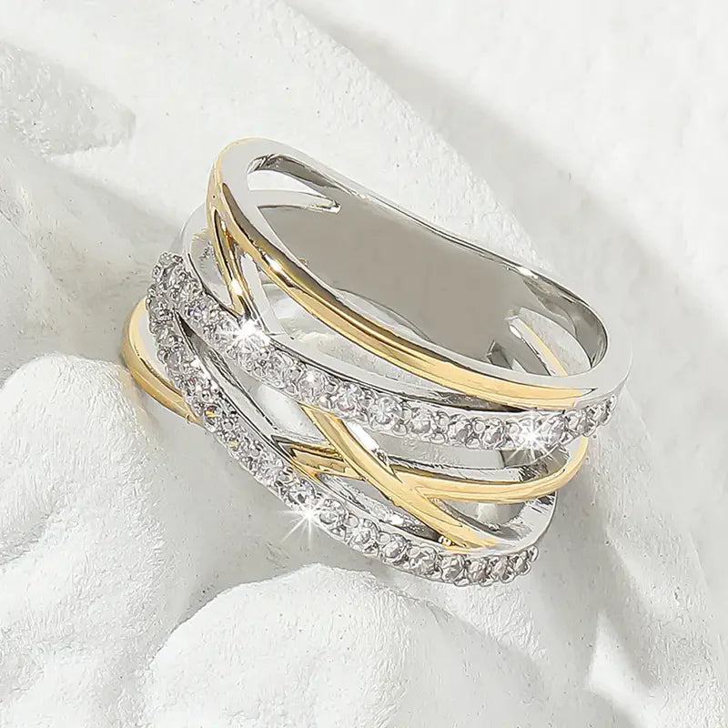 Zilvergouden Radiance Zirkonium Ring | Gemengd Goud