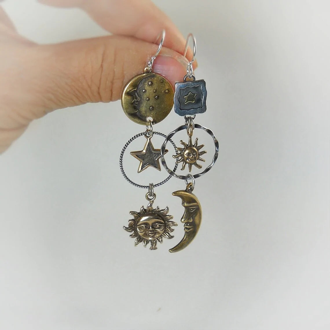 Zon-maan hanger oorbellen